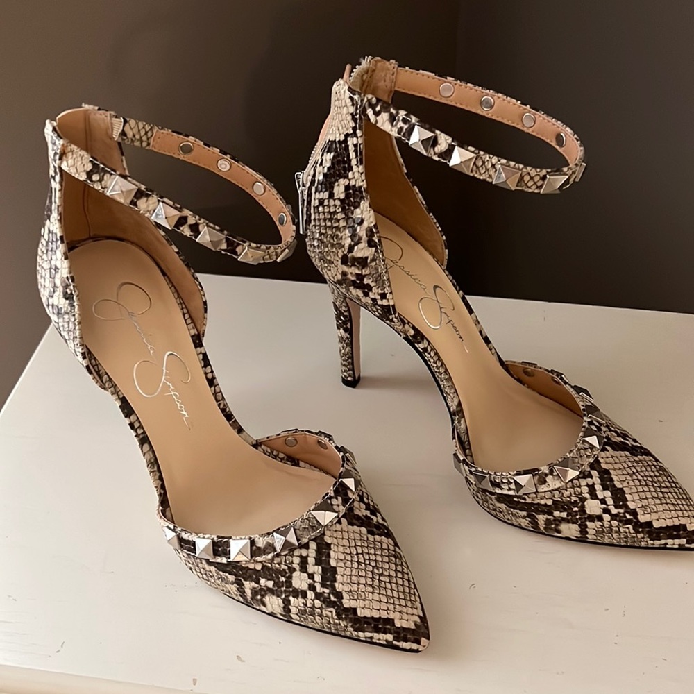 Jessica Simpson snakeskin studded heels